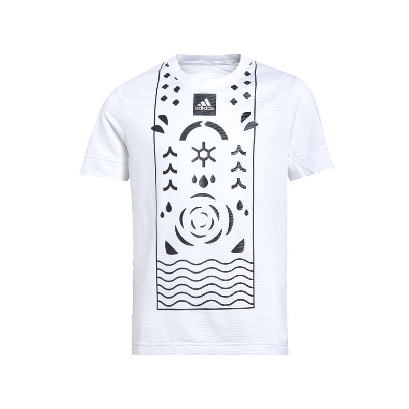 Tee-Shirt ADIDAS Junior Paris Blanc Noir (HA1356)