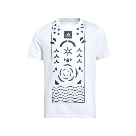Tee-Shirt ADIDAS Junior Paris Blanc Noir (HA1356)